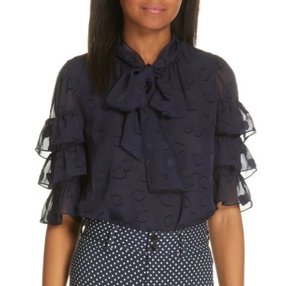 NWT REBECCA TAYLOR Tulip Clip Ruffle Blouse 10 - Picture 4 of 6